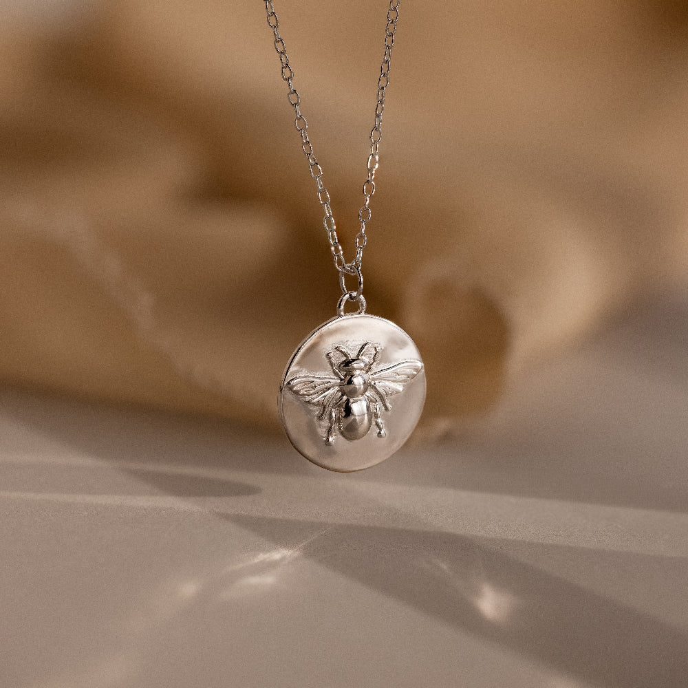 Bee Coin Necklace in Silver
