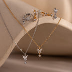 Diamond Butterfly Necklace & Earrings Set