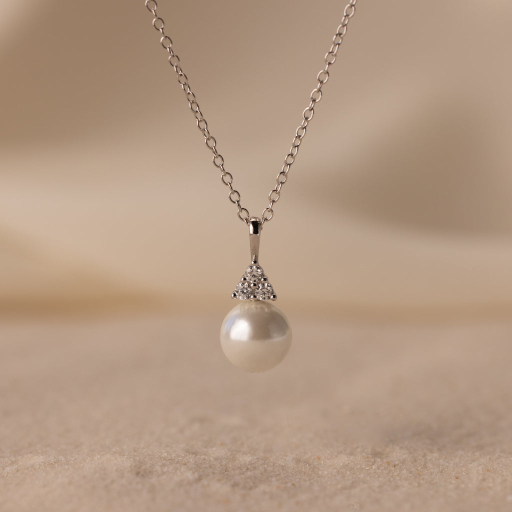 Diamond Halo Pearl Necklace