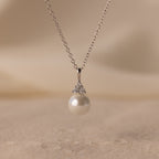 Diamond Halo Pearl Necklace