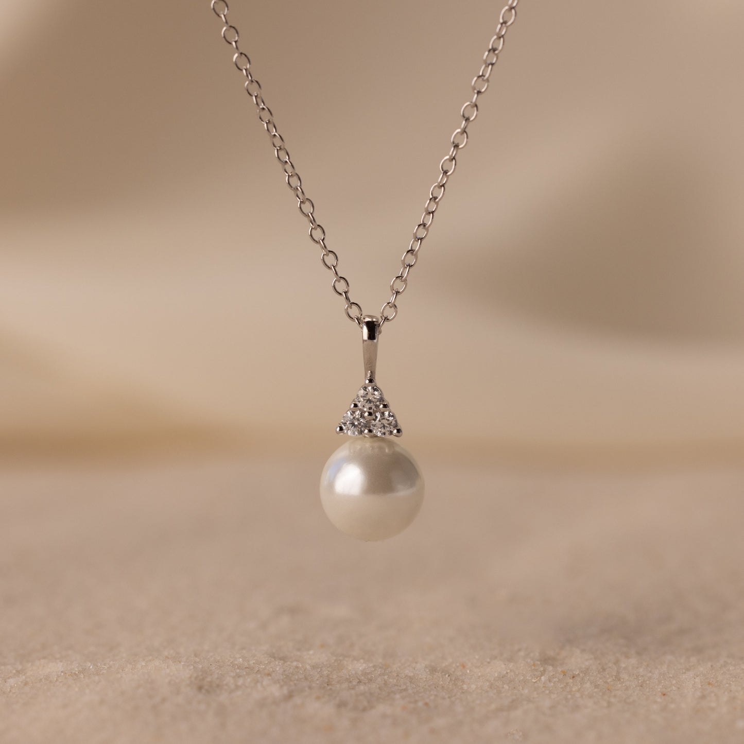 Diamond Halo Pearl Necklace