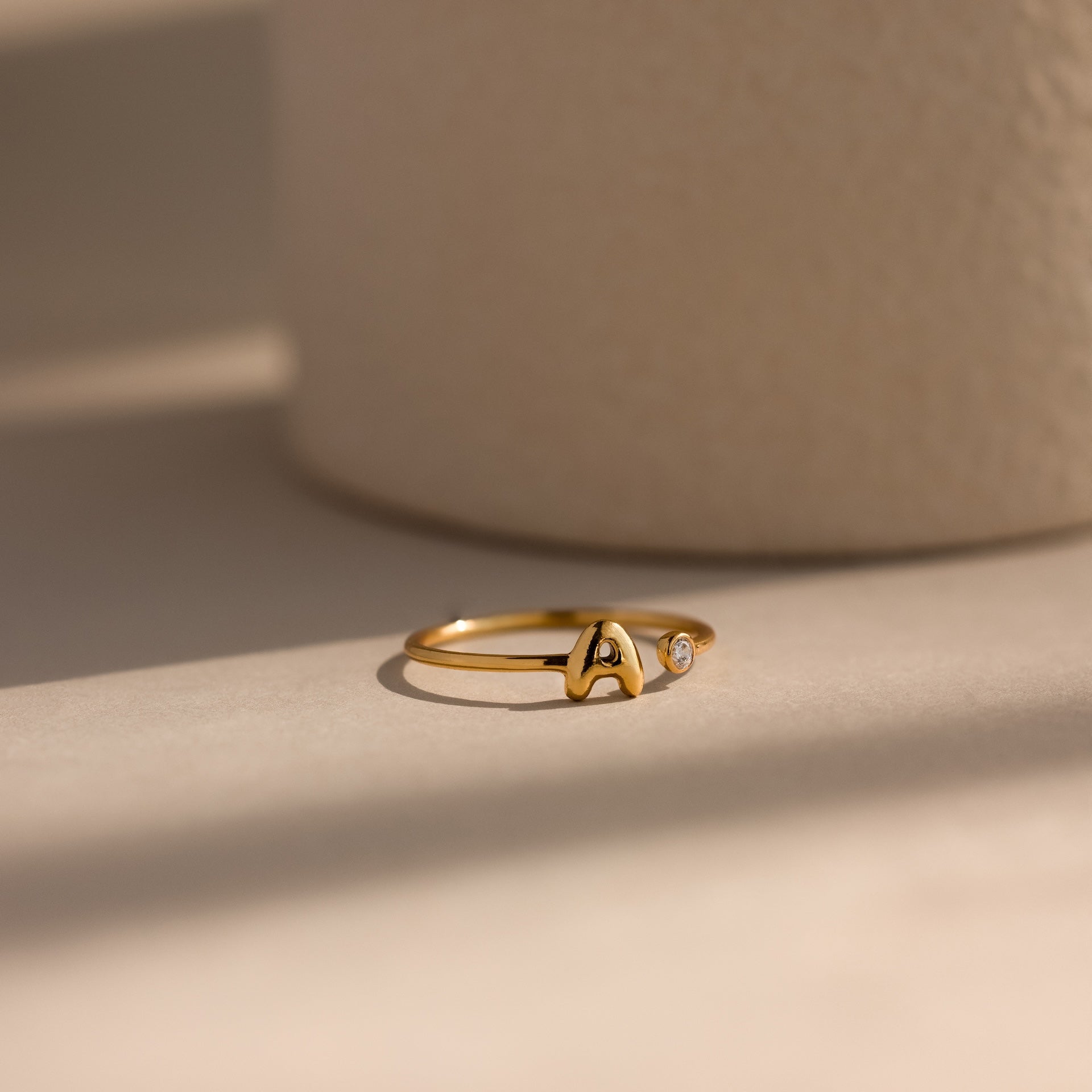 Bubble Initial Birthstone Ring
