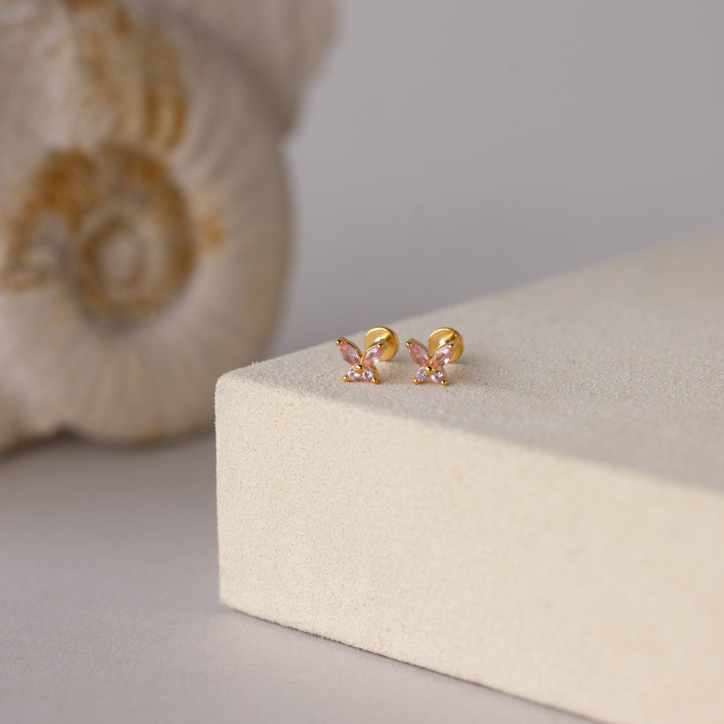 Butterfly Birthstone Flatback Studs