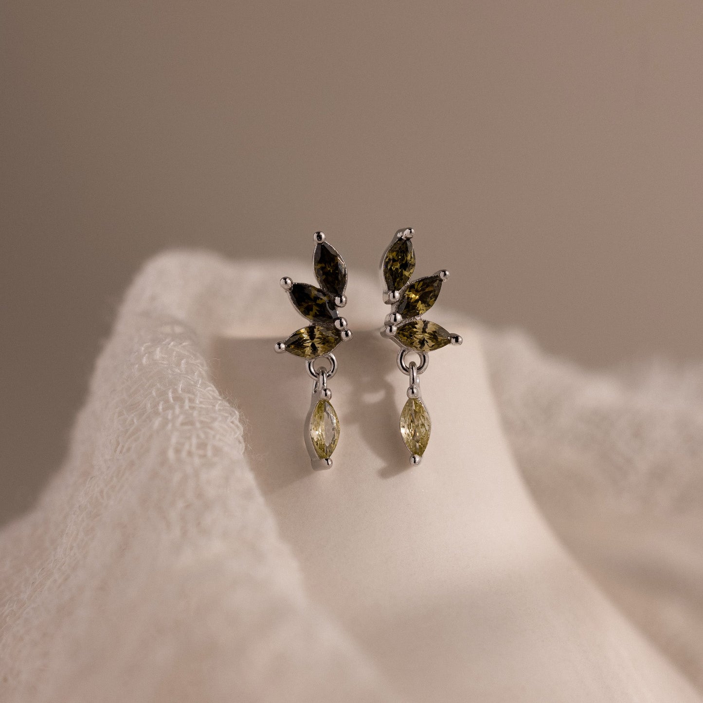 Peridot Marquise Drop Studs