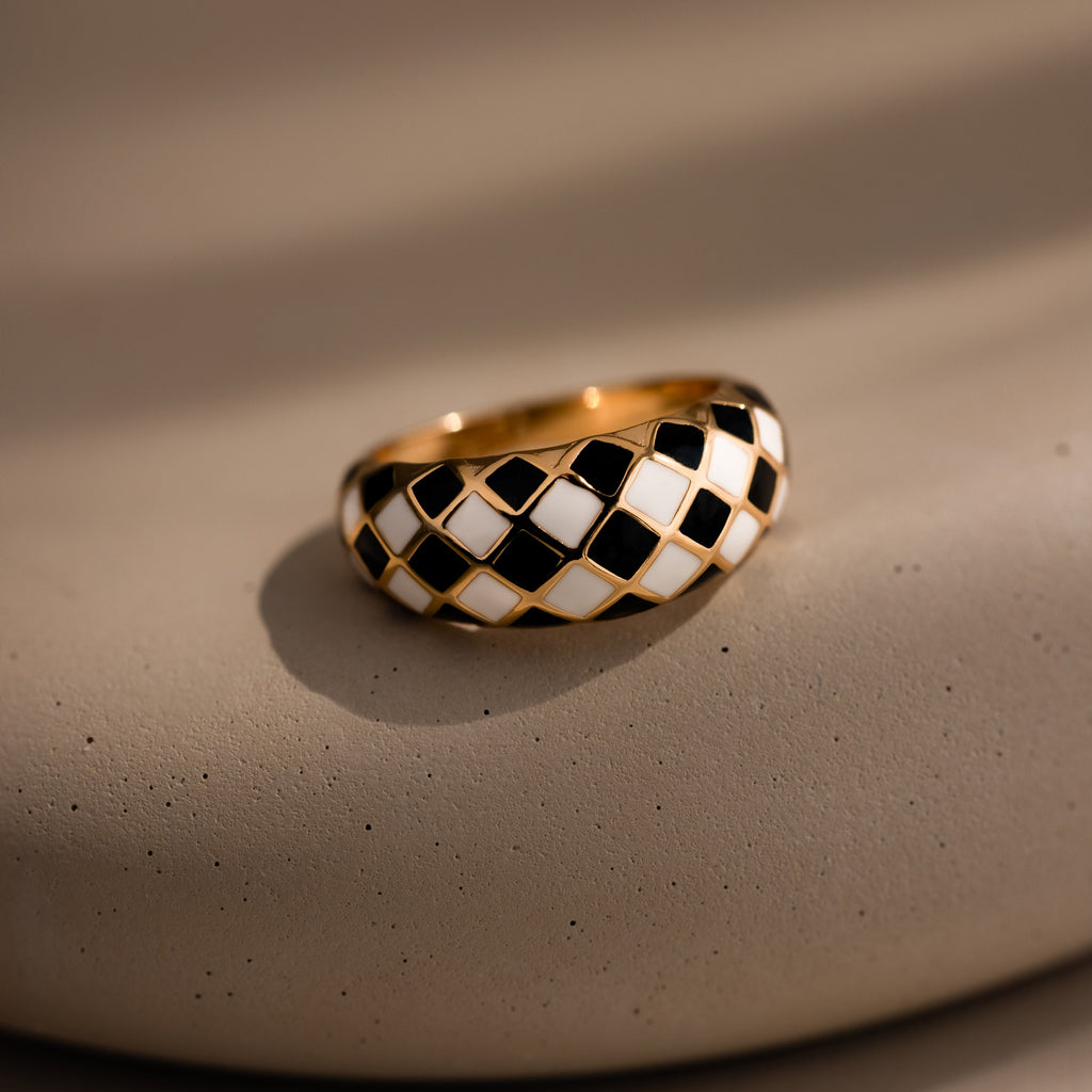 Checkered Dome Ring