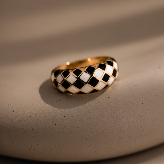 Checkered Dome Ring