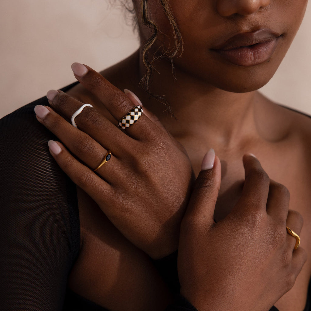 Checkered Dome Ring
