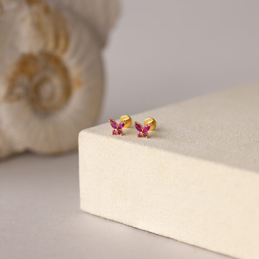 Butterfly Birthstone Flatback Studs