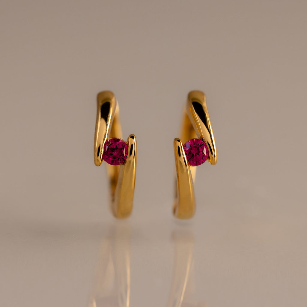 Floating Birthstone Huggies