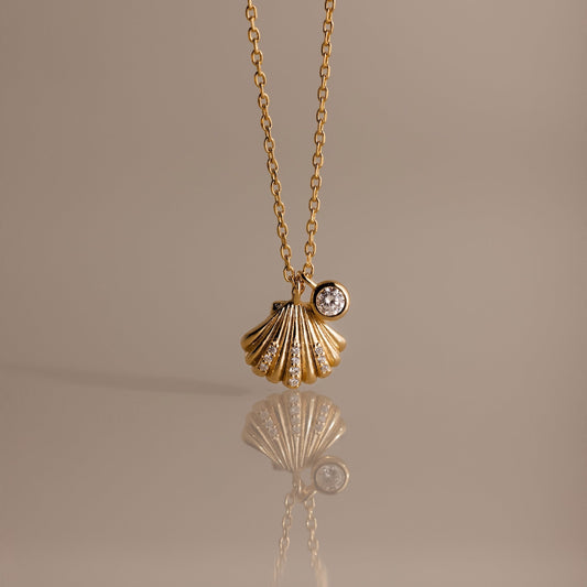 Diamond Seashell Charm Necklace