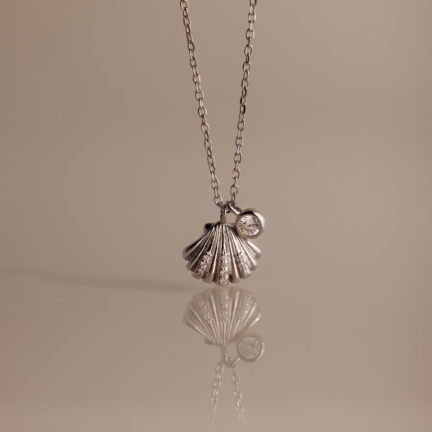 Diamond Seashell Charm Necklace