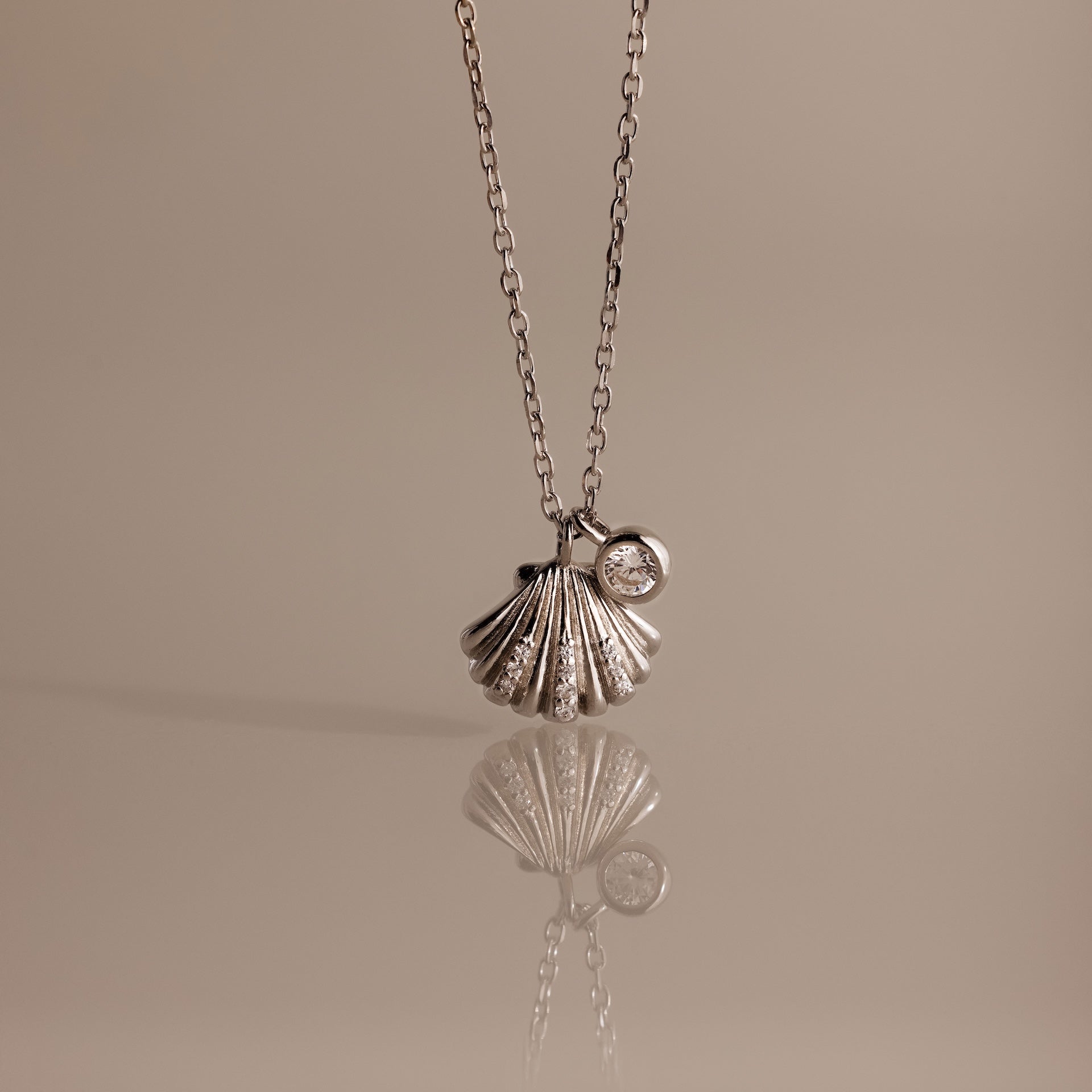 Diamond Seashell Charm Necklace