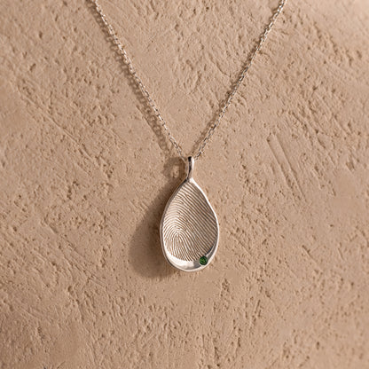 Organic Fingerprint Teardrop Necklace