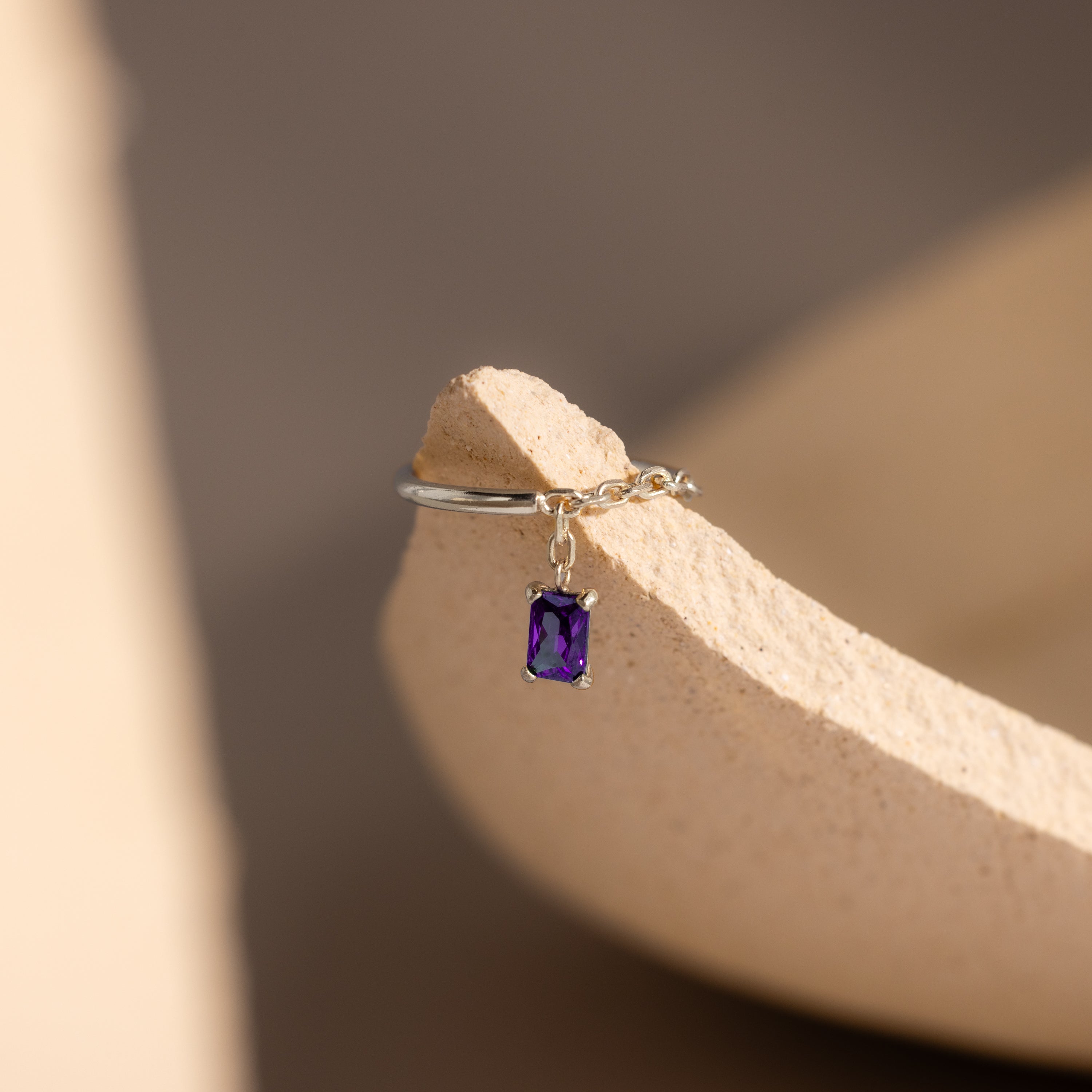 Birthstone Drop Chain Ring