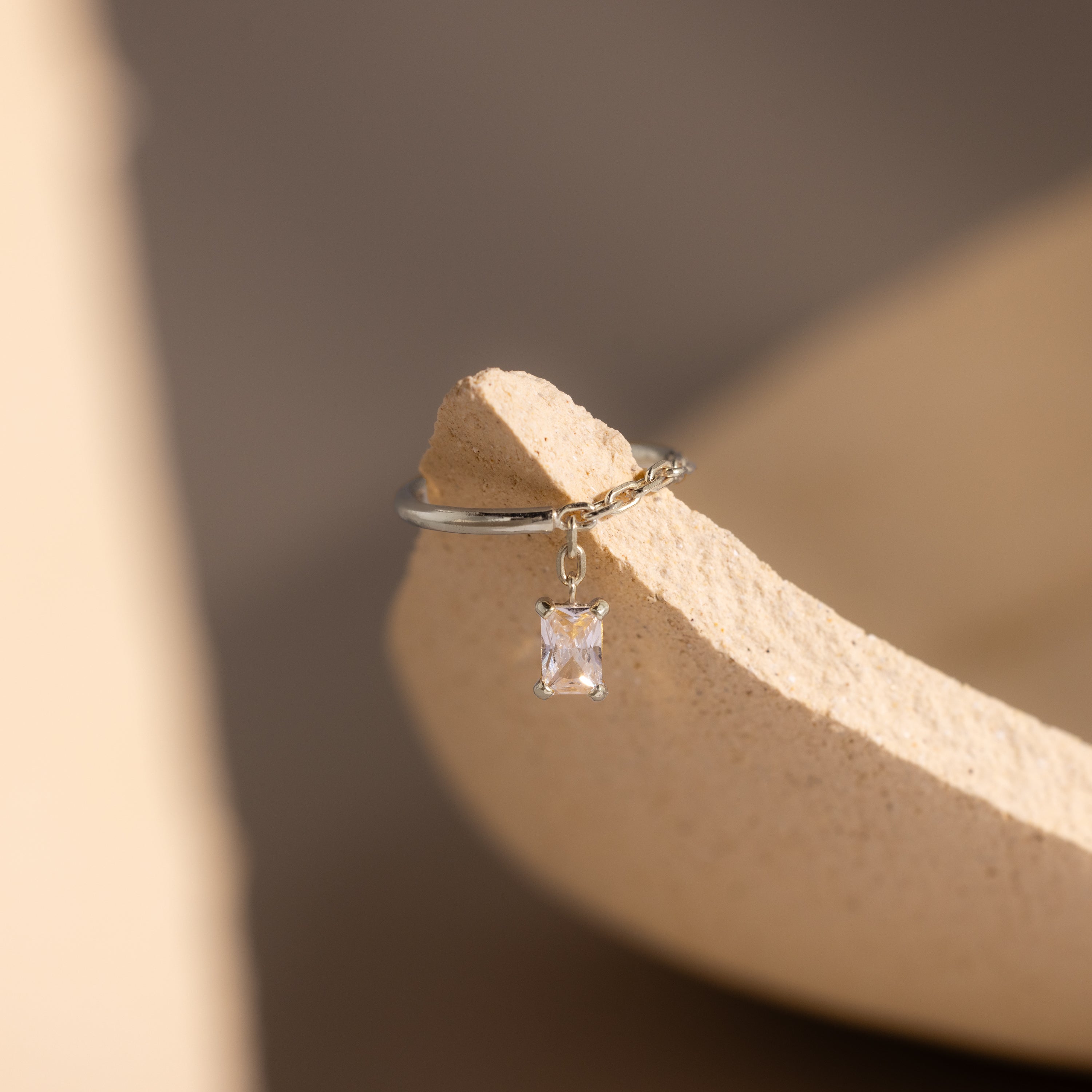 Birthstone Drop Chain Ring
