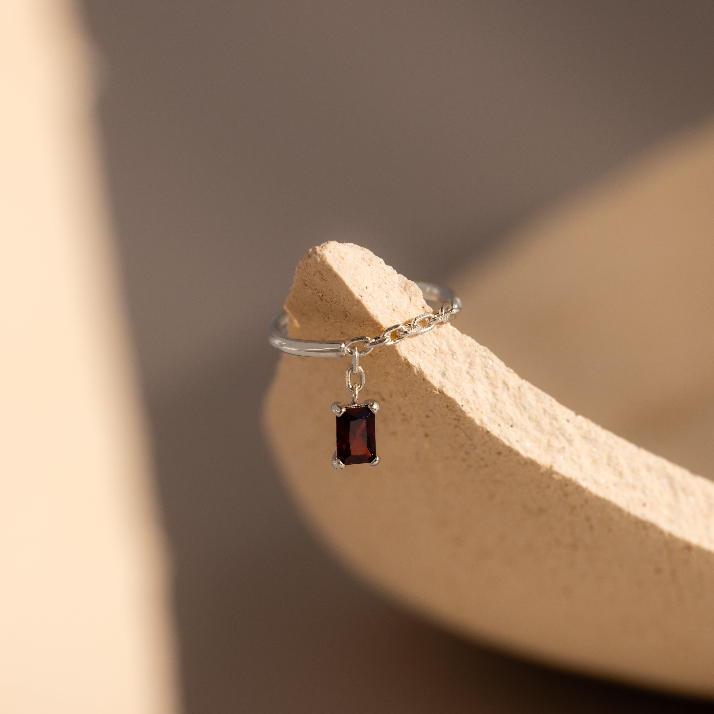 Birthstone Drop Chain Ring