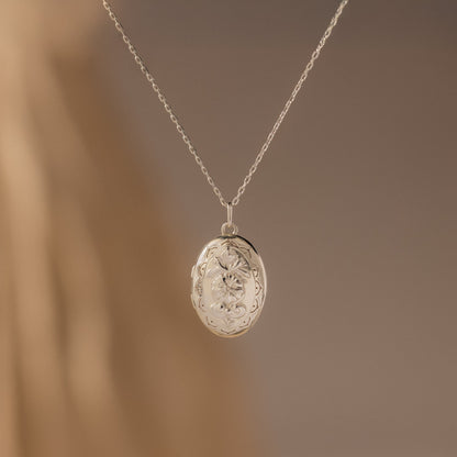Floral Handwriting Locket Necklace