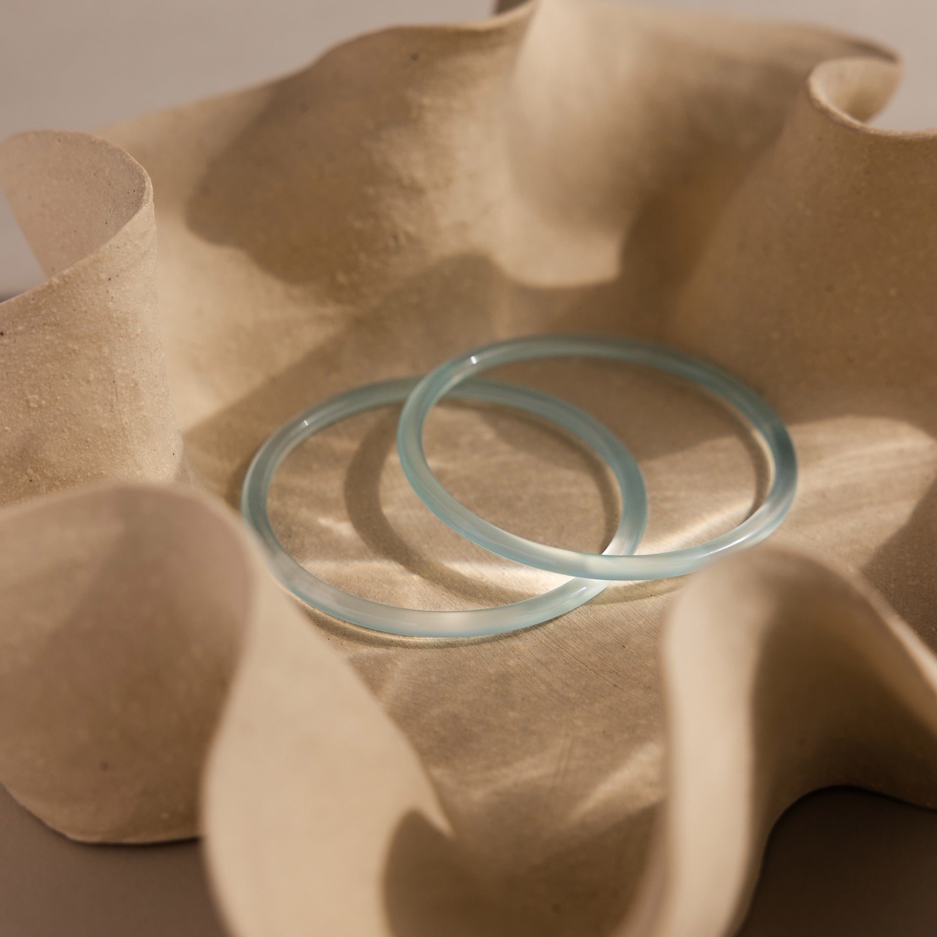 Thin Blue Jade Bangle Set
