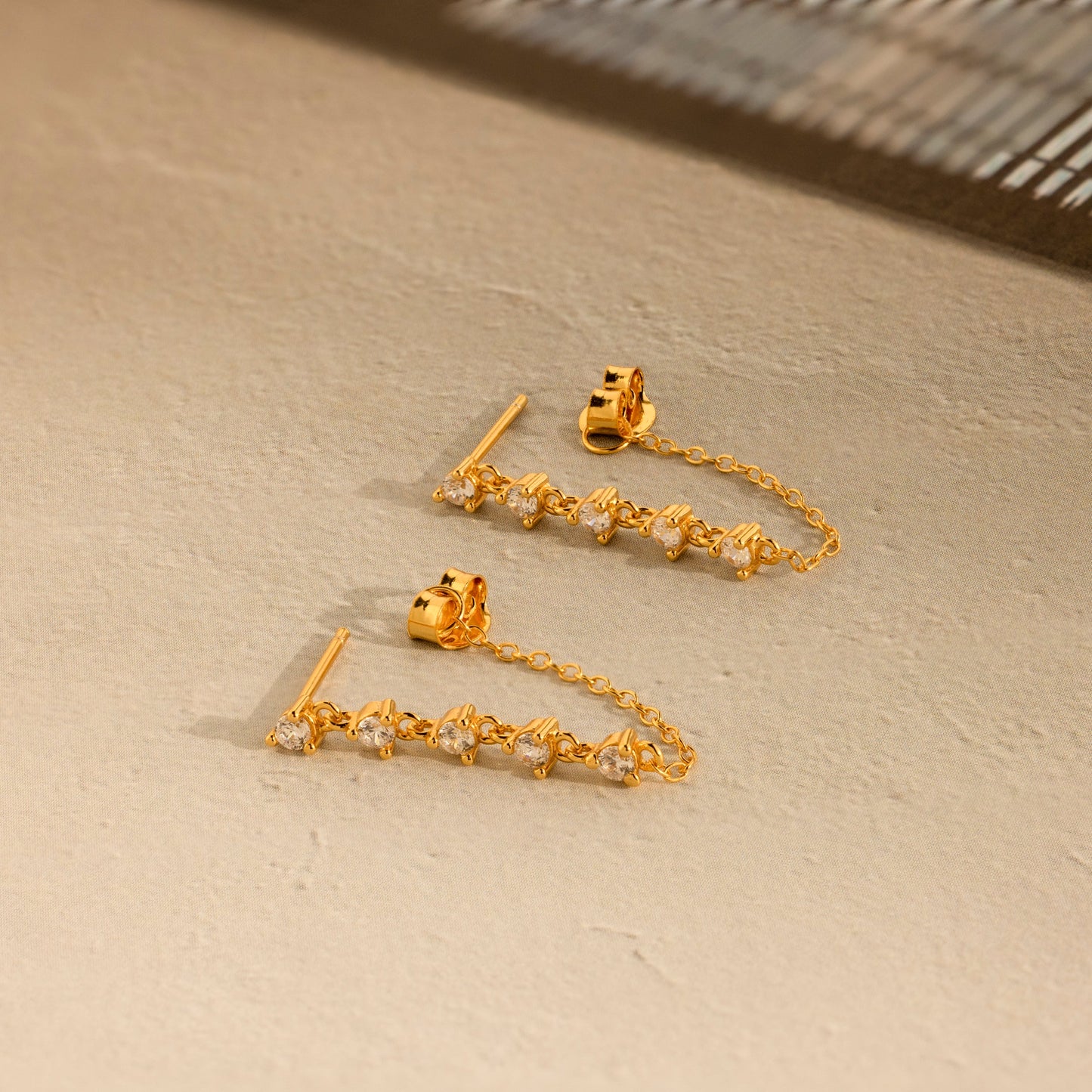 Diamond Chain Drop Earrings