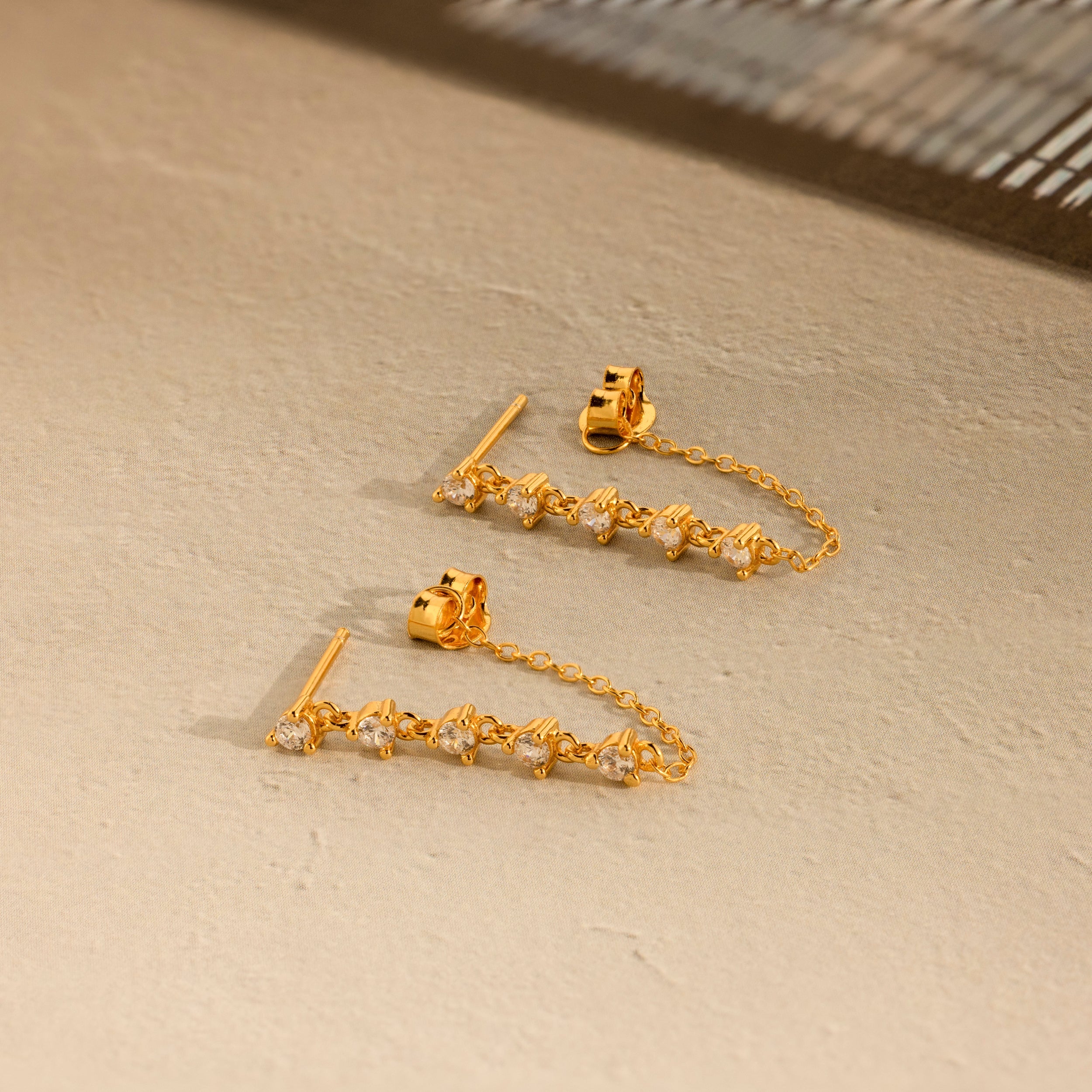 Diamond Chain Drop Earrings