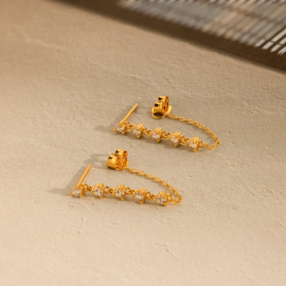 Diamond Chain Drop Earrings