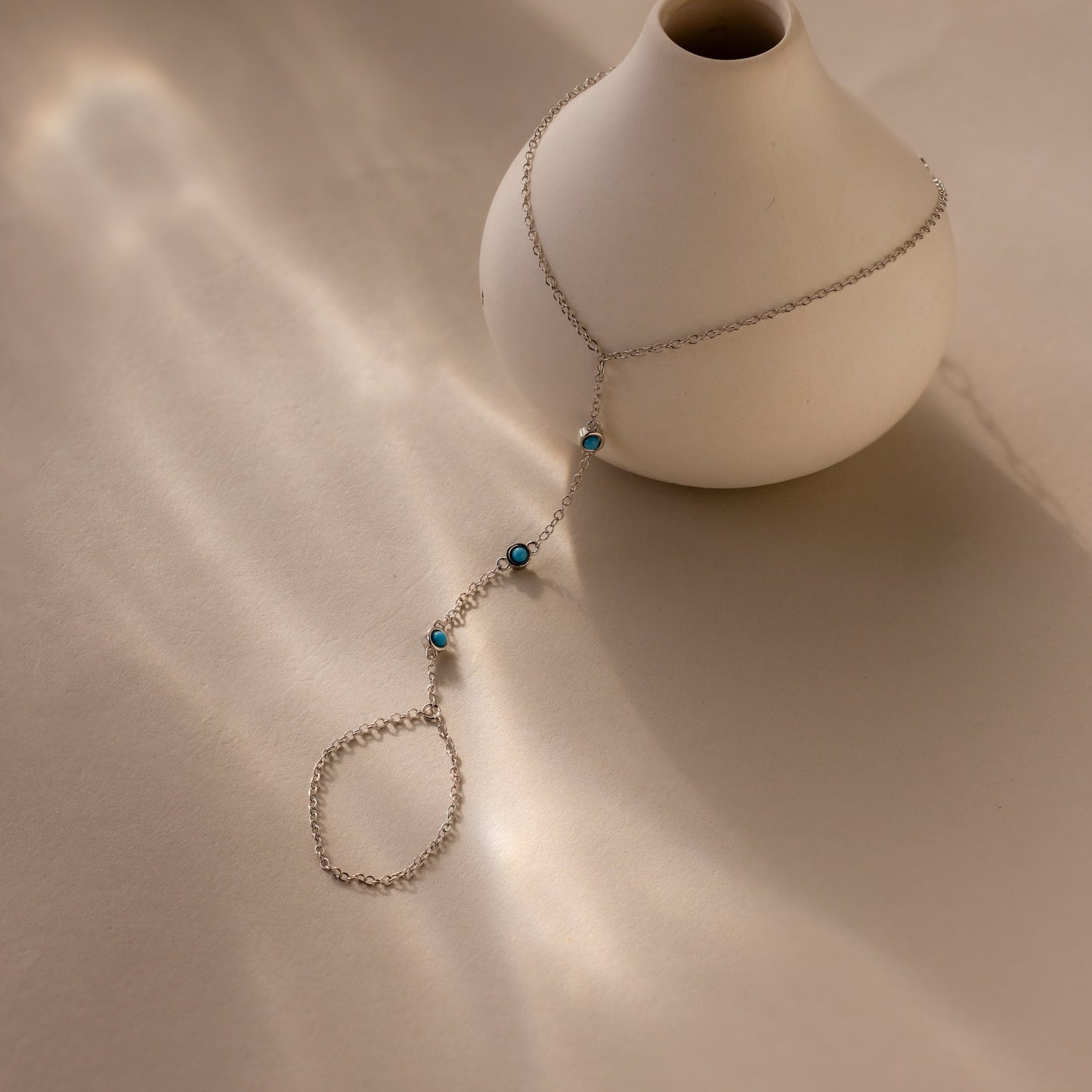 Turquoise Hand Chain Bracelet