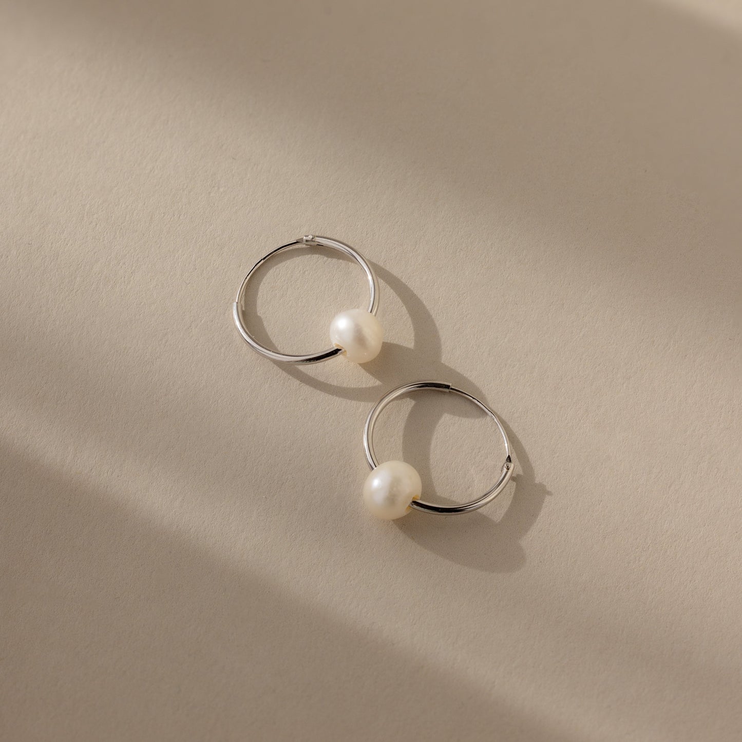 Round Pearl Hoops