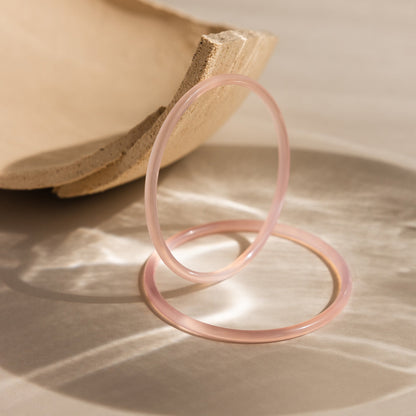 Thin Pink Jade Bangle Set