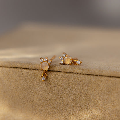 Halo Moonstone Drop Studs