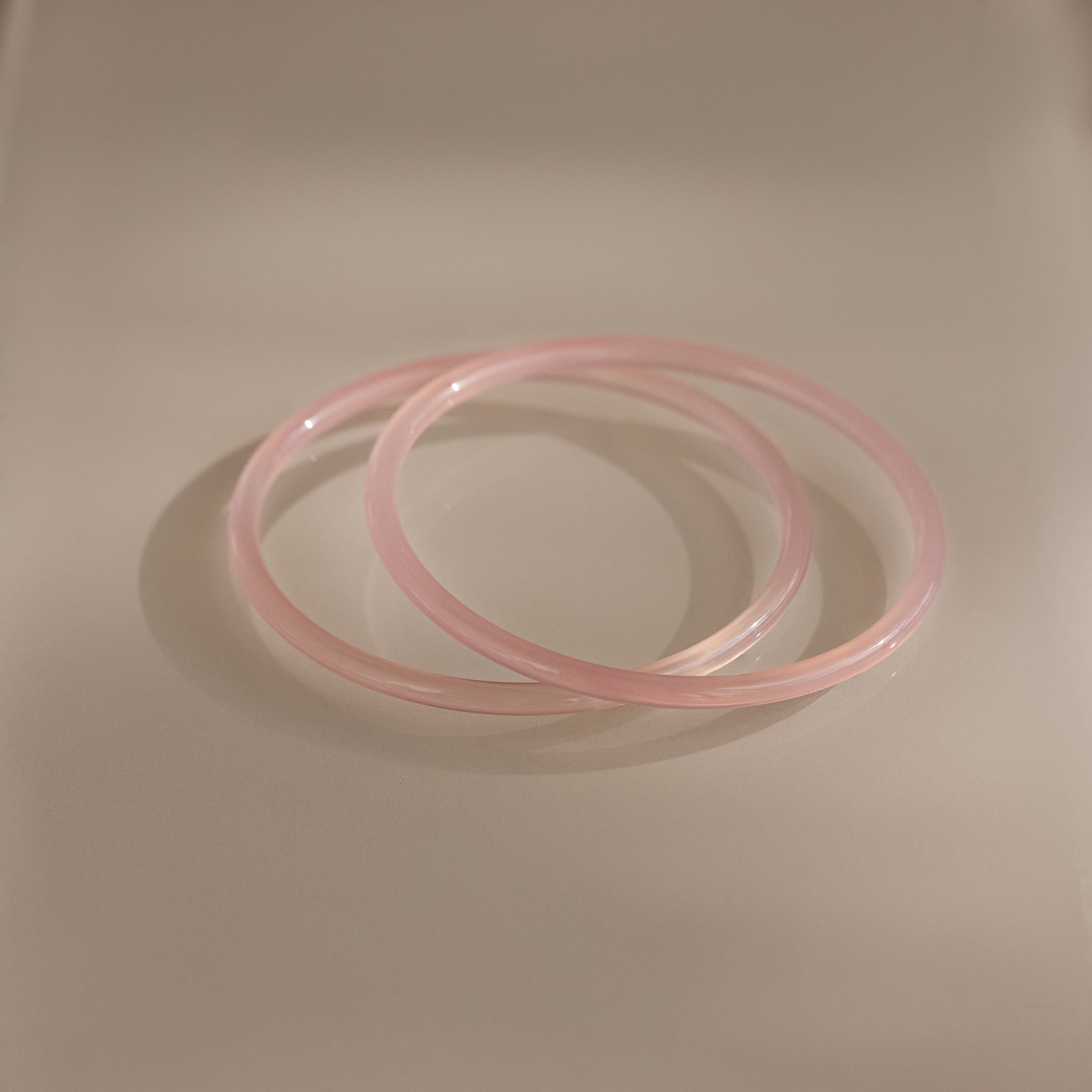 Thin Pink Jade Bangle Set