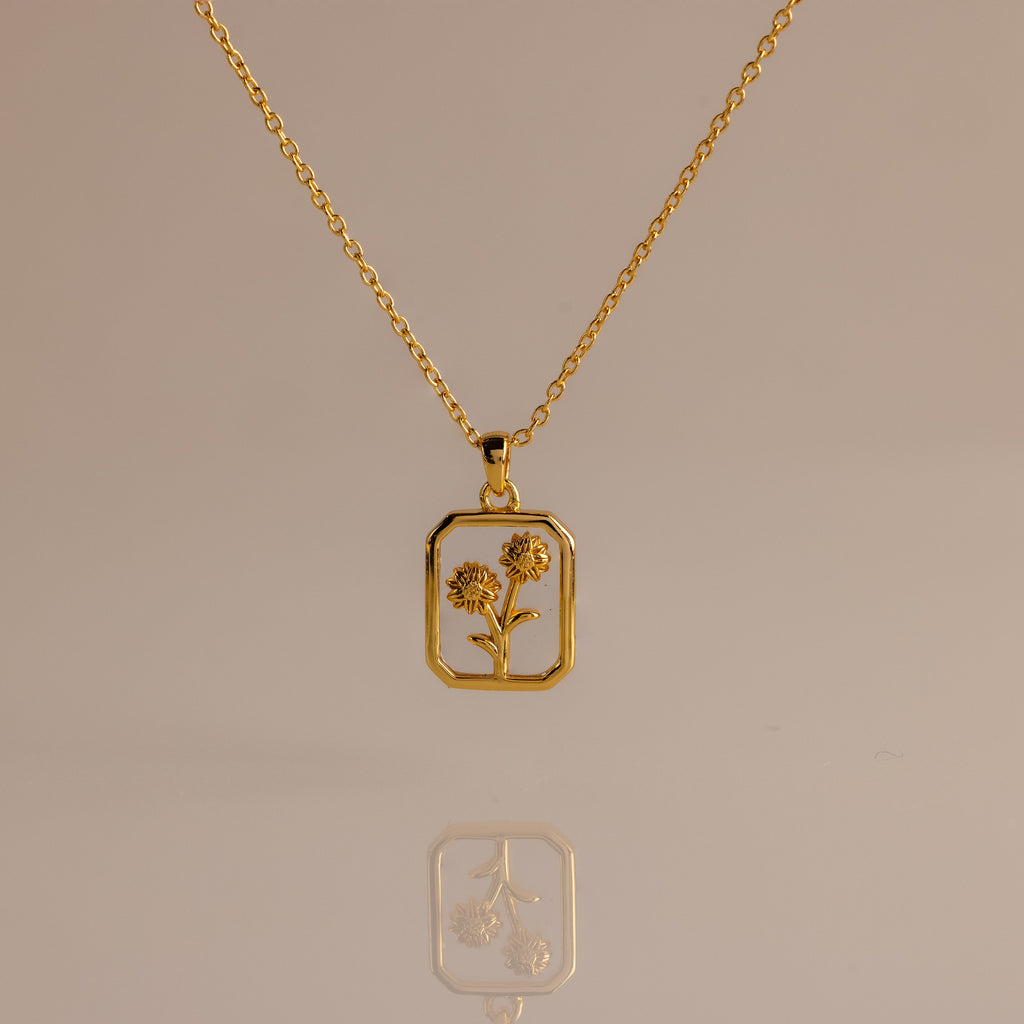 Birth Flower Charm Necklace