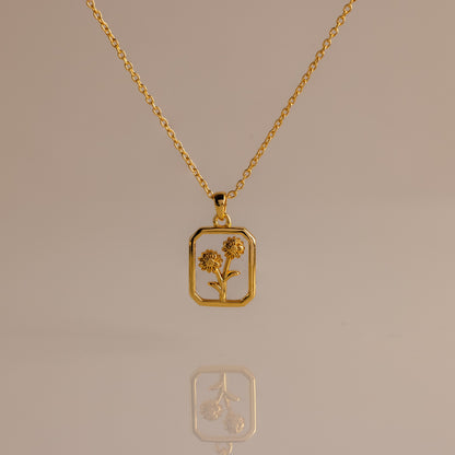 Birth Flower Charm Necklace