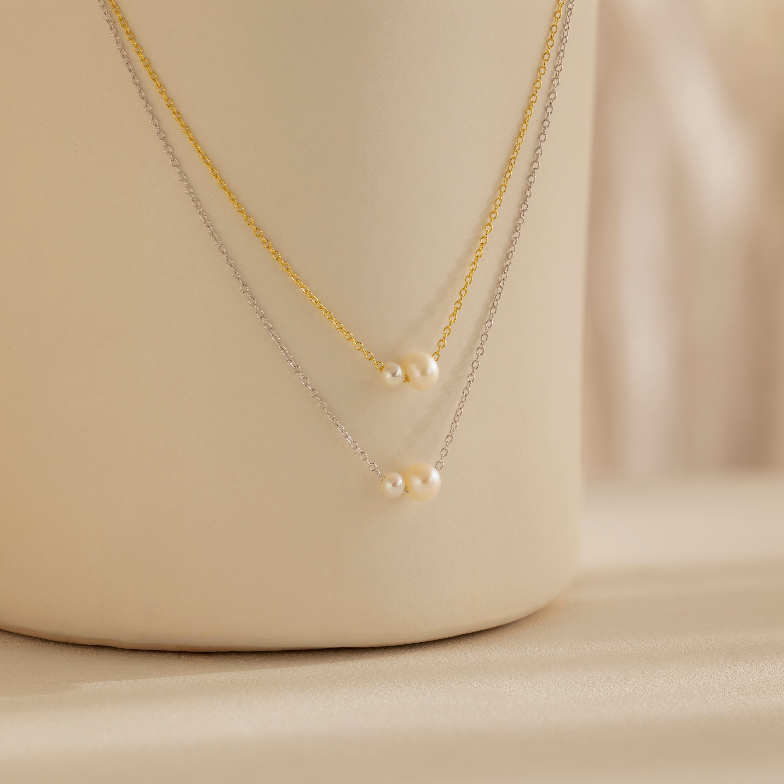 Dainty Duo Pearl Necklace