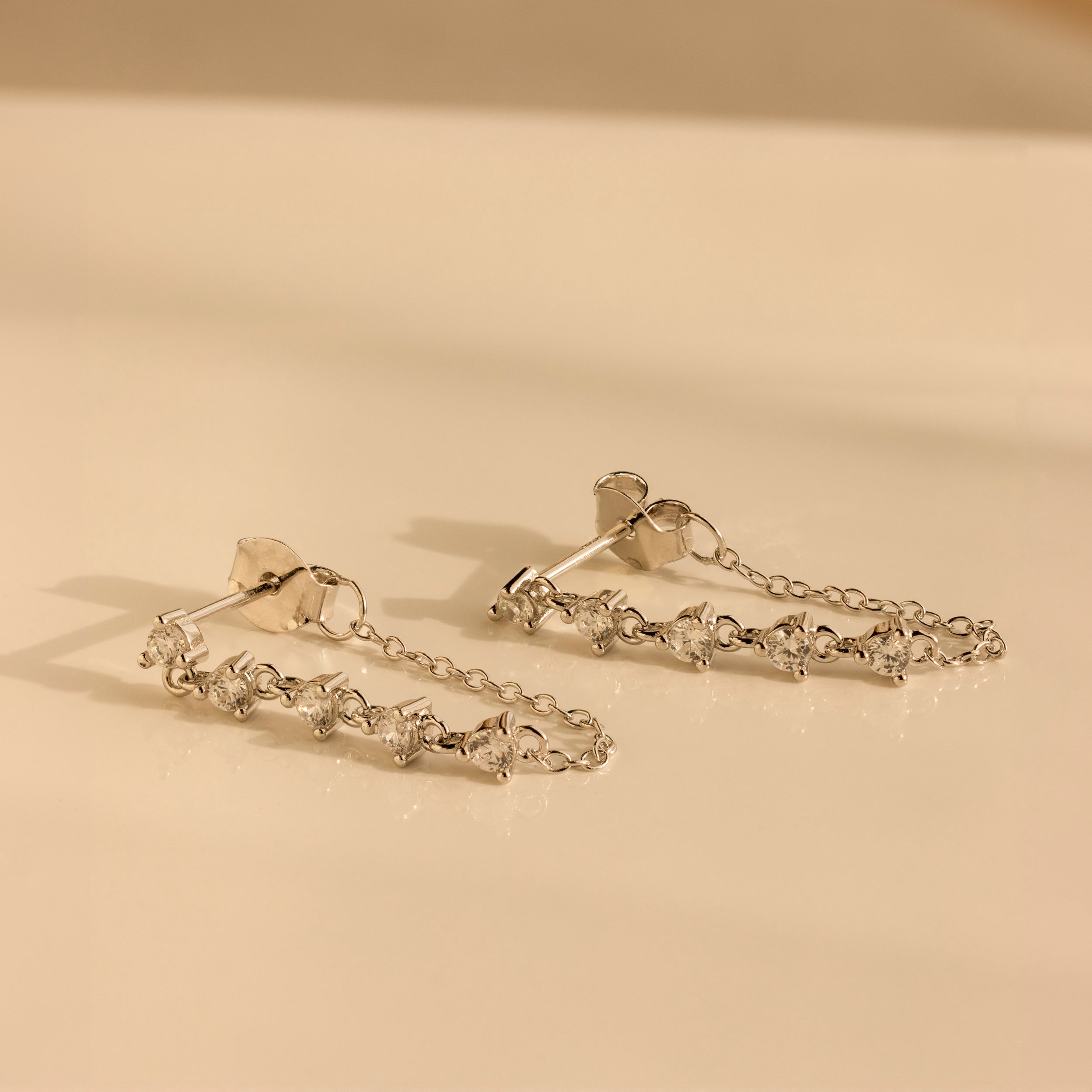 Diamond Chain Drop Earrings