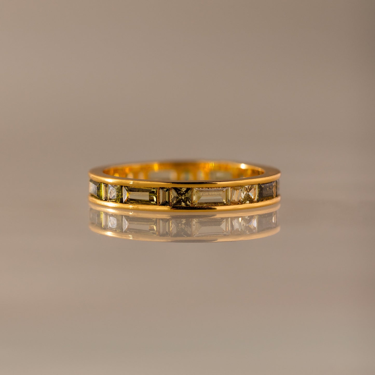 Peridot Inlay Eternity Ring
