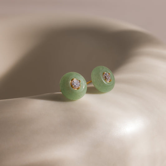 Jade Diamond Studs
