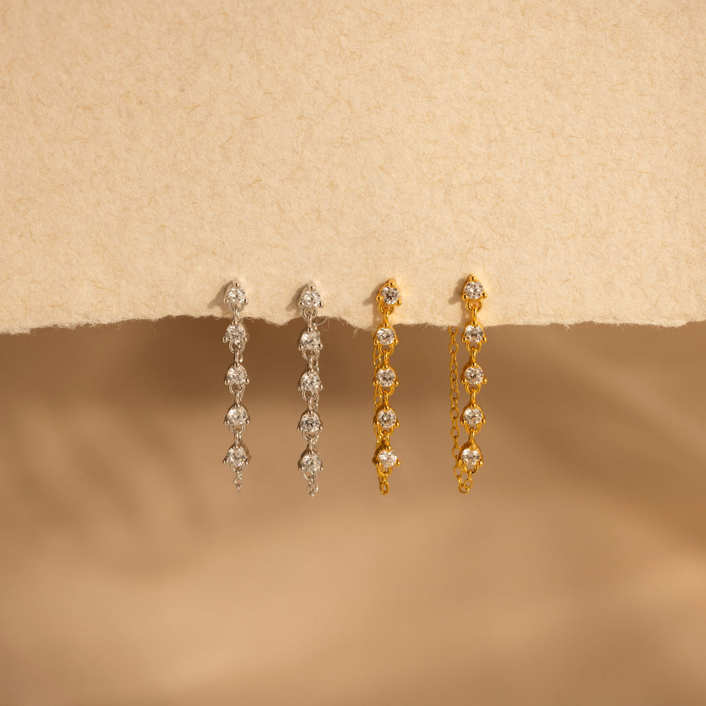 Diamond Chain Drop Earrings