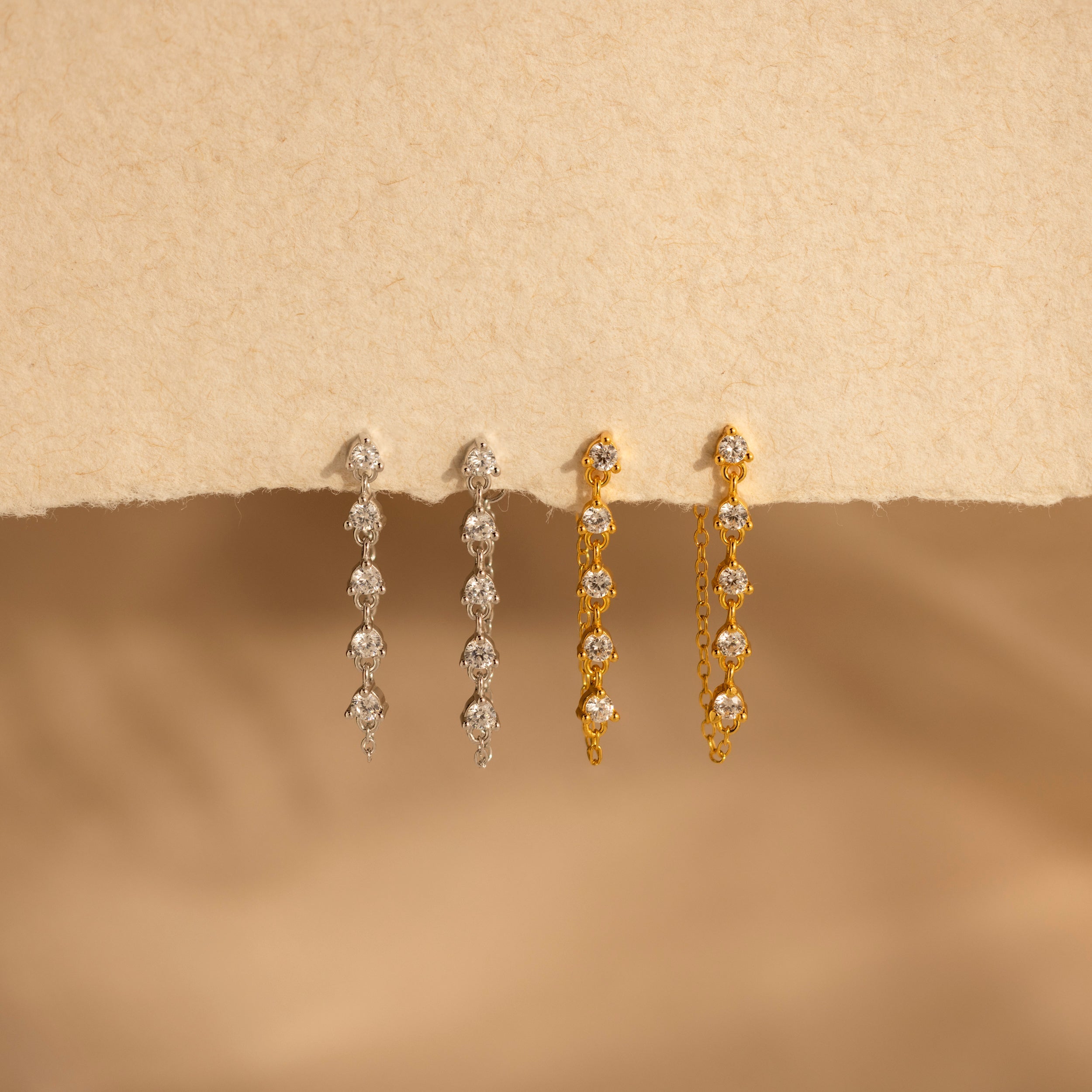 Diamond Chain Drop Earrings
