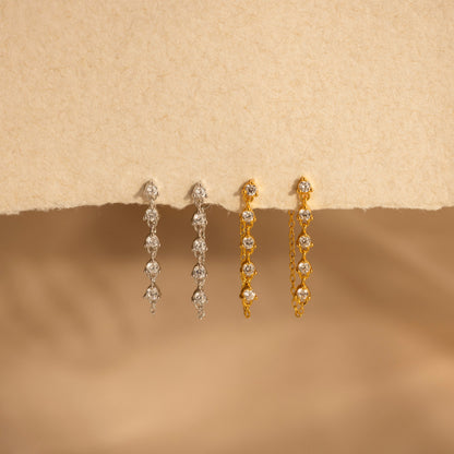 Diamond Chain Drop Earrings