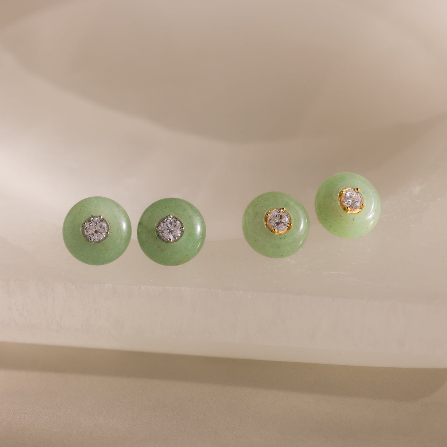 Jade Diamond Studs