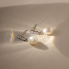 Diamond Pearl Droplet Earrings