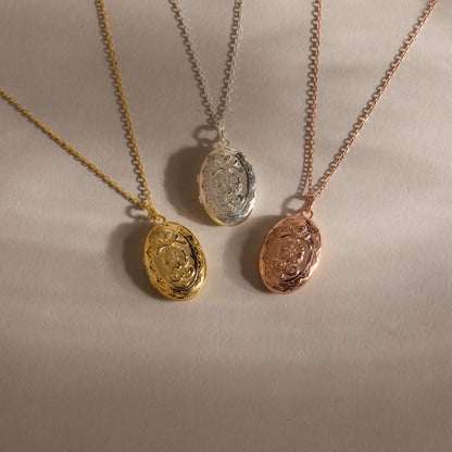 Floral Handwriting Locket Necklace