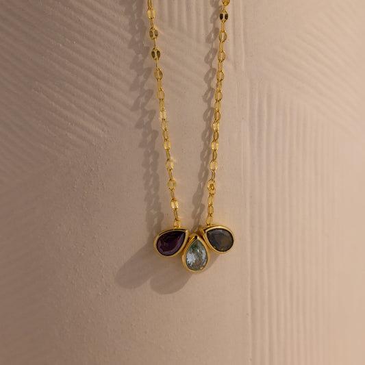 Multiple Teardrop Birthstone Necklace