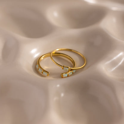 Baguette Opal Ring Set