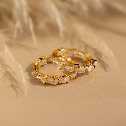 Inside Out Pear Diamond Hoops