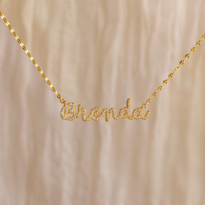 Pave Dream Script Name Necklace