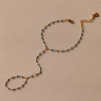 Ocean Beaded Hand Chain Bracelet