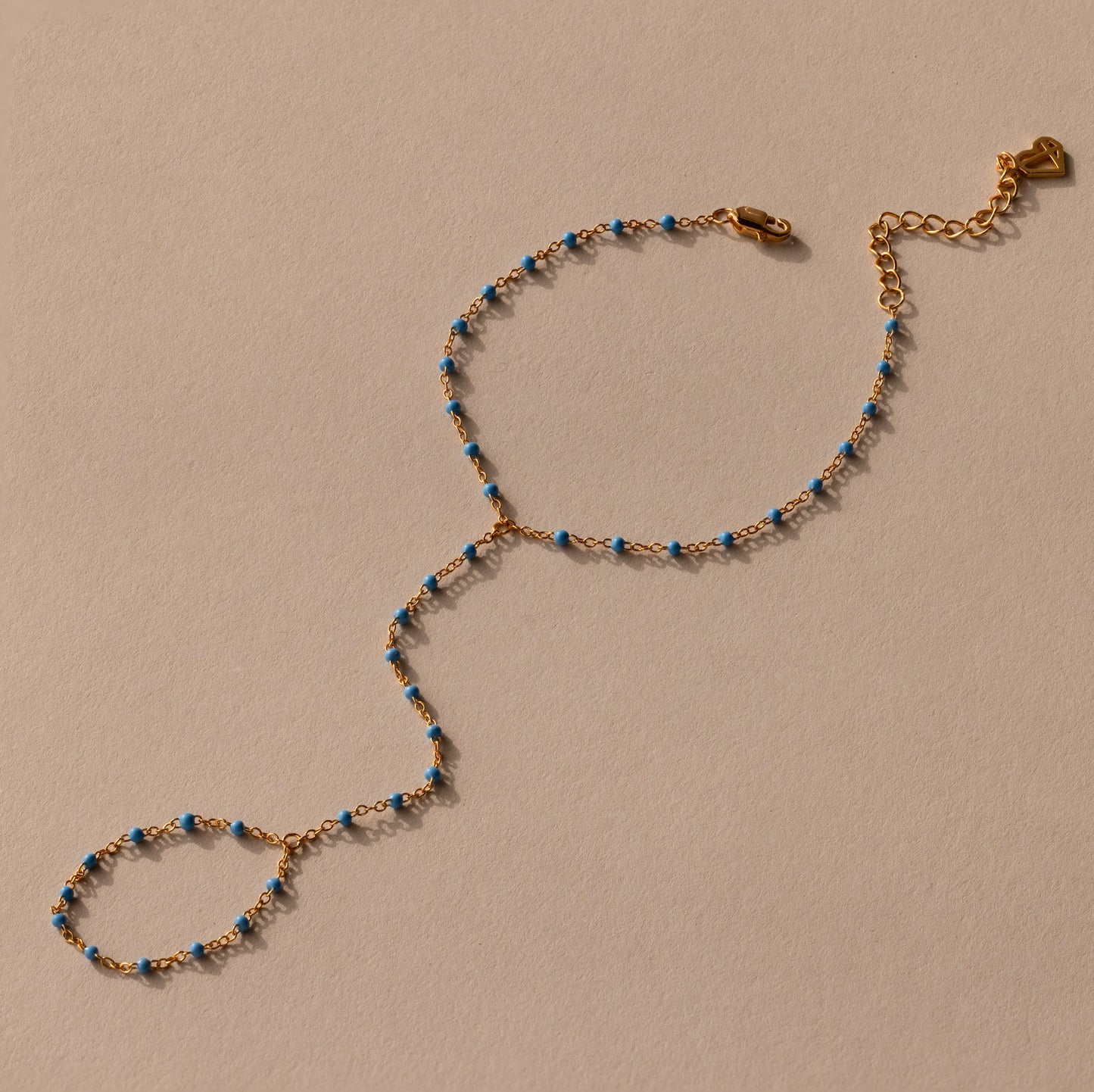 Ocean Beaded Hand Chain Bracelet