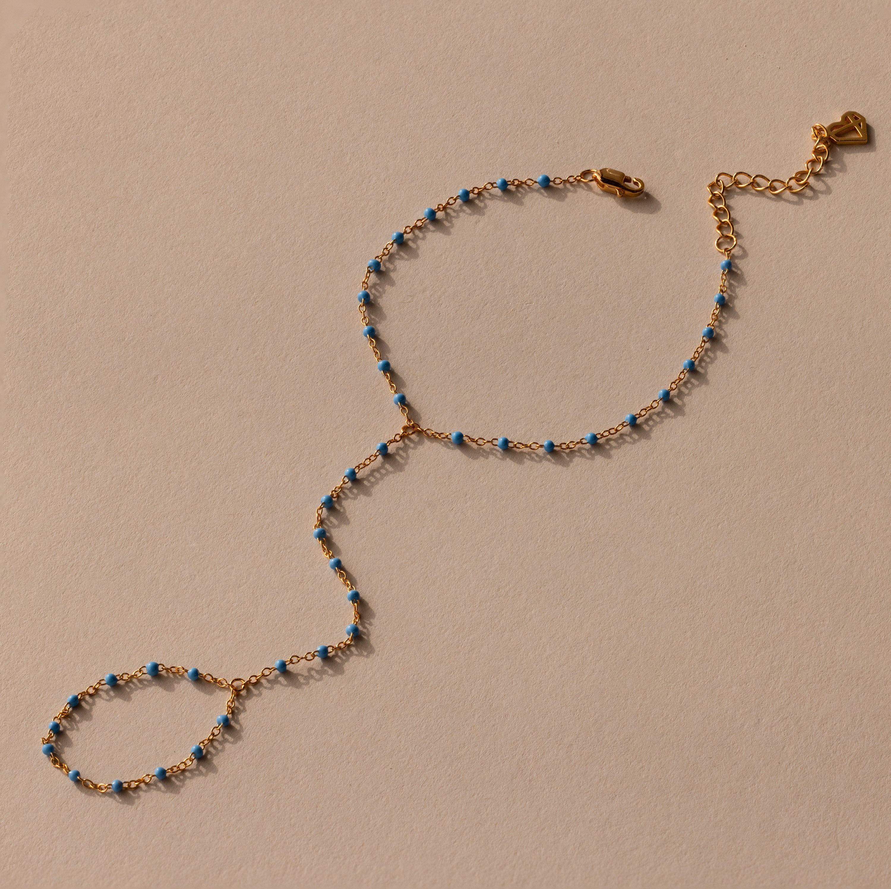 Ocean Beaded Hand Chain Bracelet
