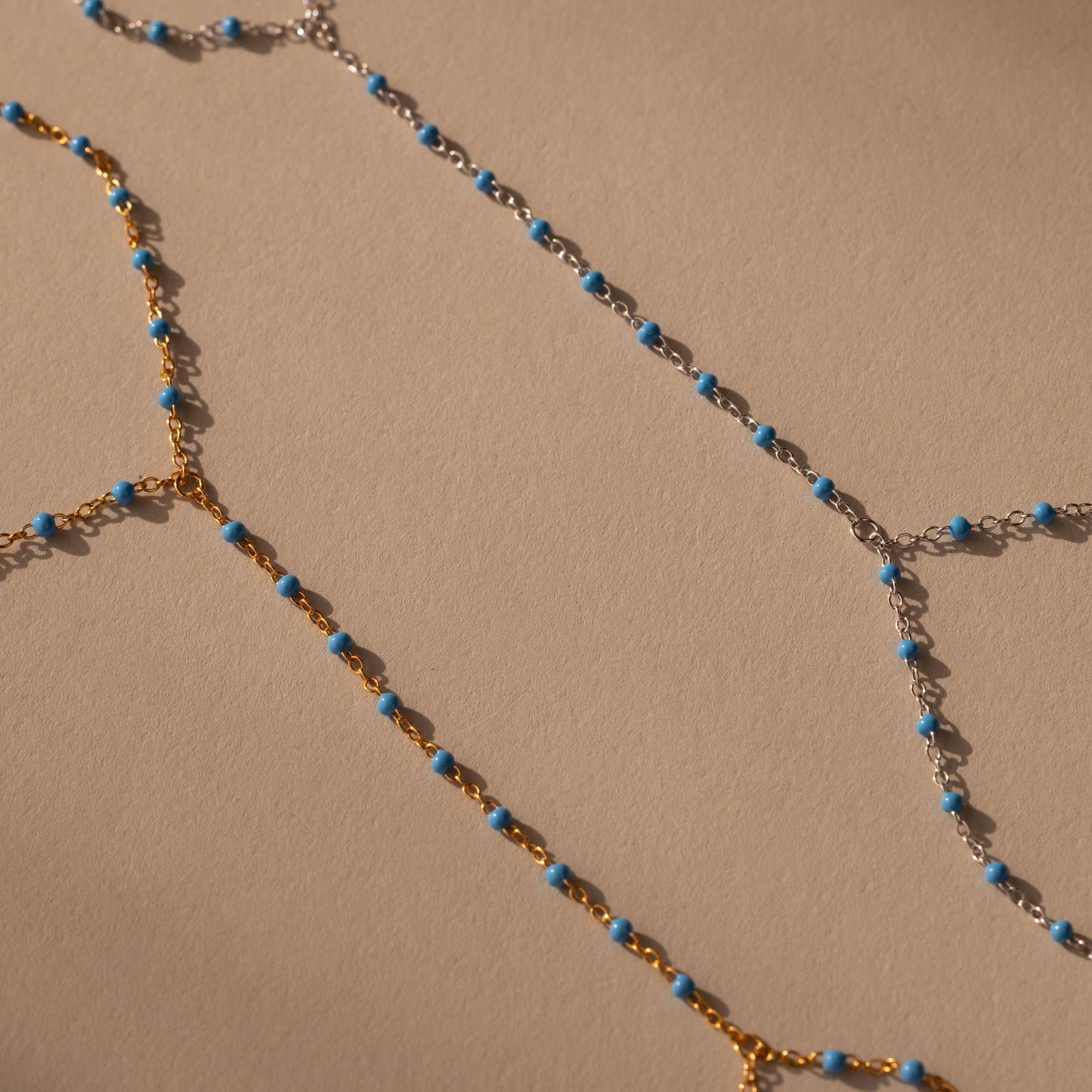 Ocean Beaded Hand Chain Bracelet